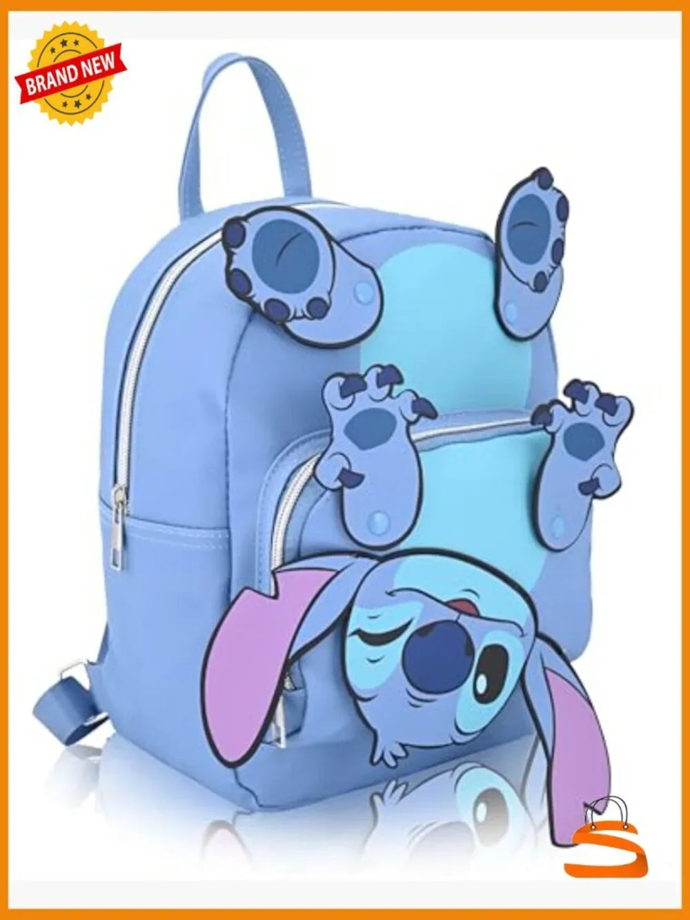 Disney Stitch Mini Backpack with Movable Arms, Lightweight Faux Leather Bookbag